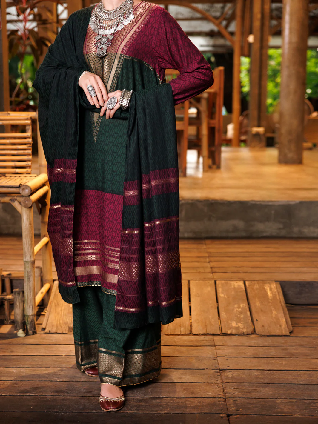 MULTICOLOR YARN DYED JACQUARD 3PC STITCHED | ALP-3PS-2023/S FB-2023A - Image 4