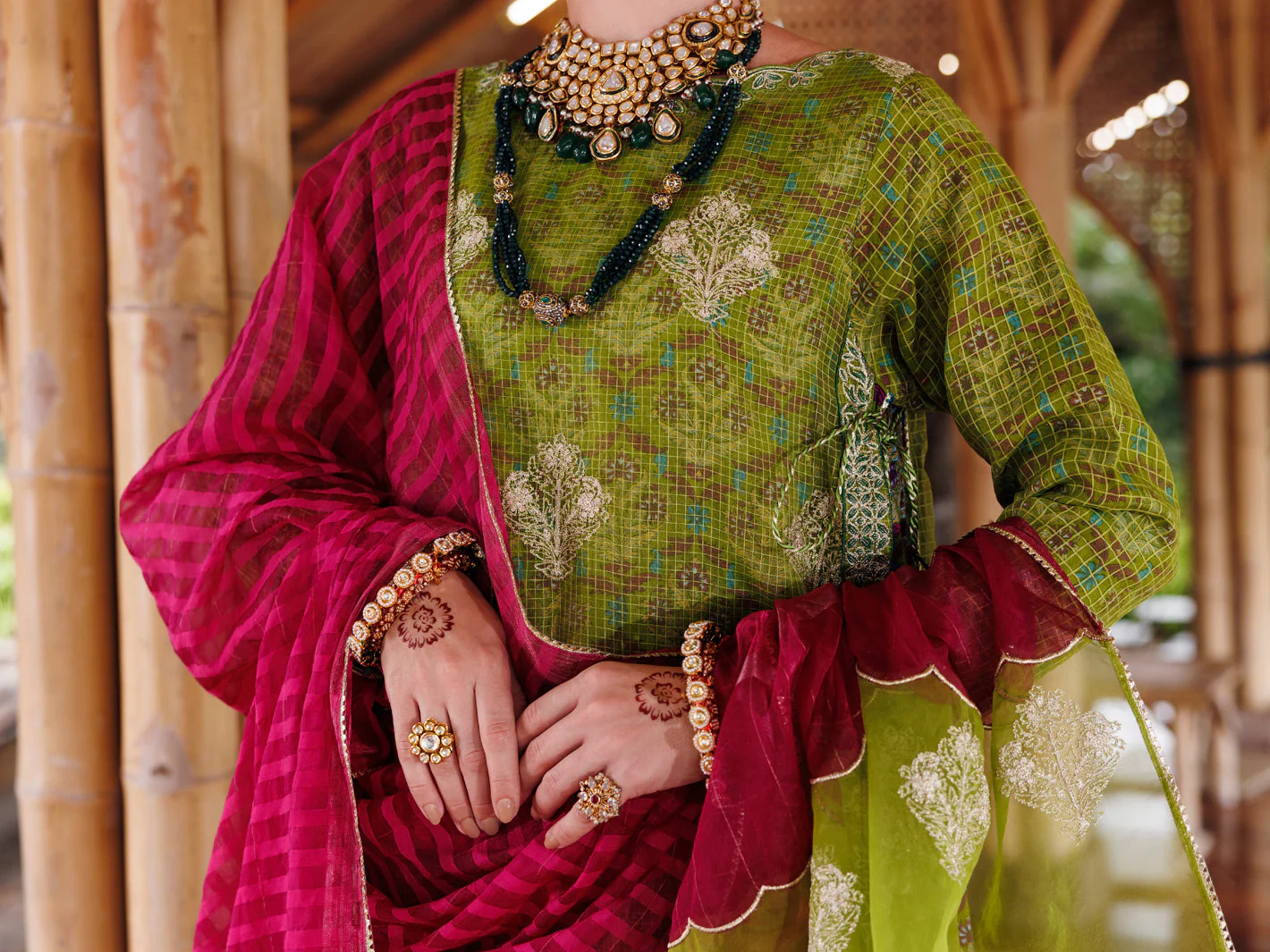 GREEN MAPLE SILK 3PC UNSTITCHED | ALP-3PS-2026 FB-2026A - Image 4