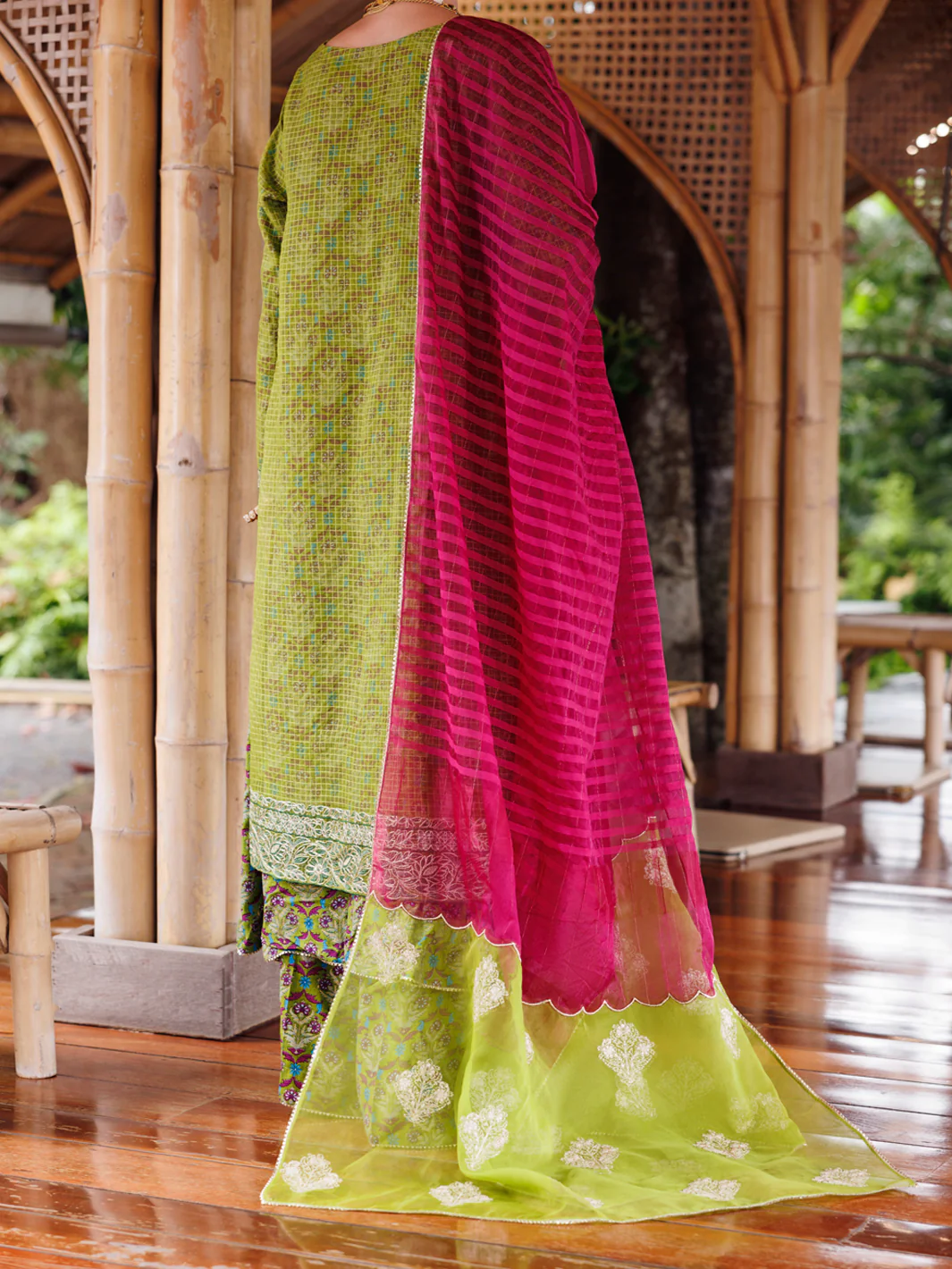GREEN MAPLE SILK 3PC STITCHED | ALP-3PS-2026/S FB-20 - Image 2