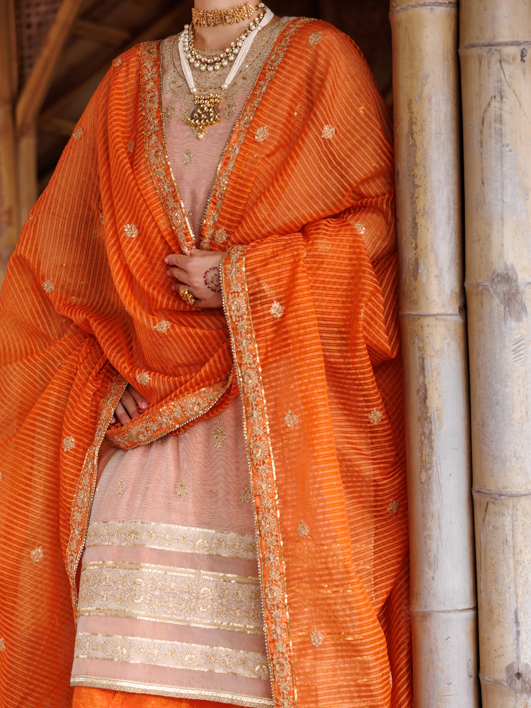 MUSTARD COTTON KHADDI NET 3PC STITCHED | ALP-3PS-2028/S AM-31 - Image 2