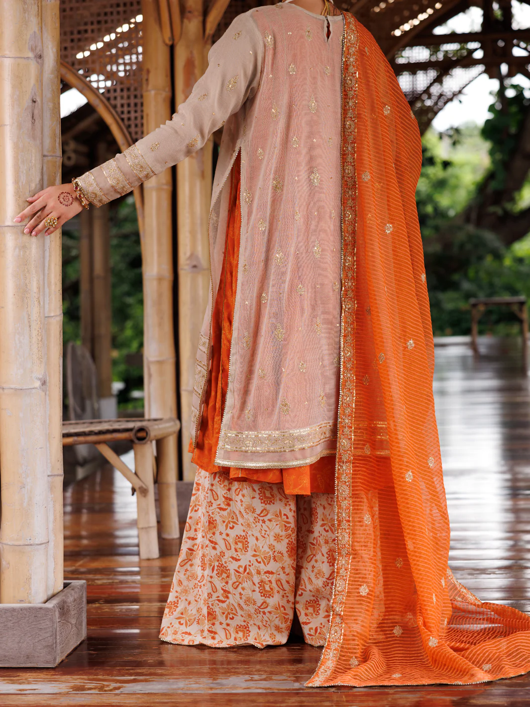 MUSTARD COTTON KHADDI NET 3PC STITCHED | ALP-3PS-2028/S AM-31 - Image 3