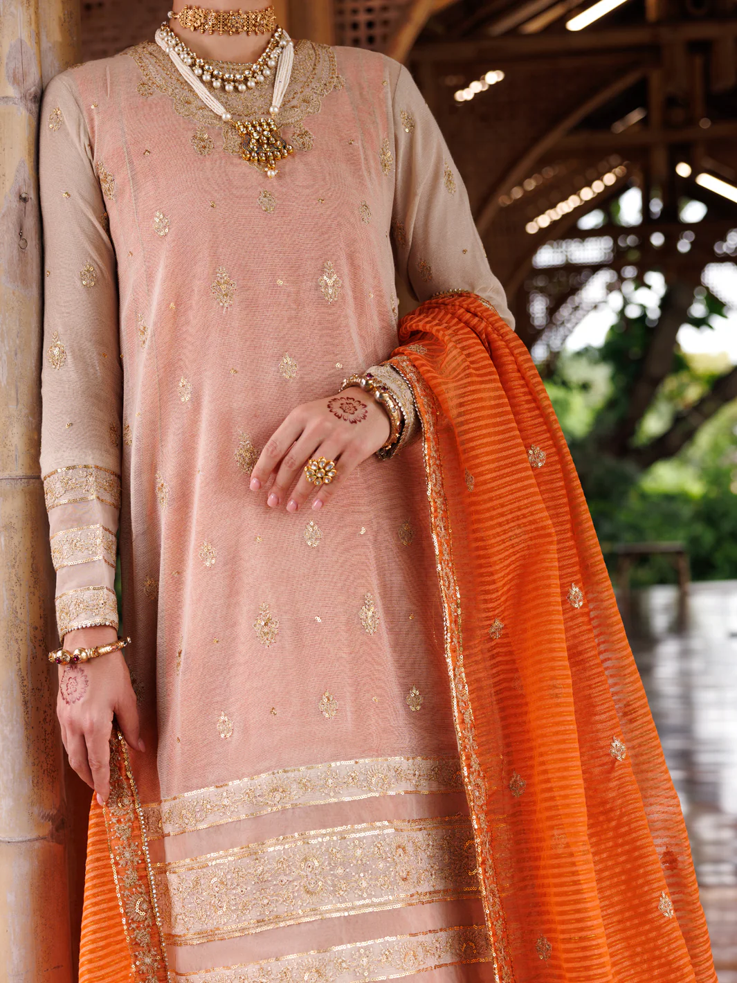 MUSTARD COTTON KHADDI NET 3PC STITCHED | ALP-3PS-2028/S AM-31 - Image 4