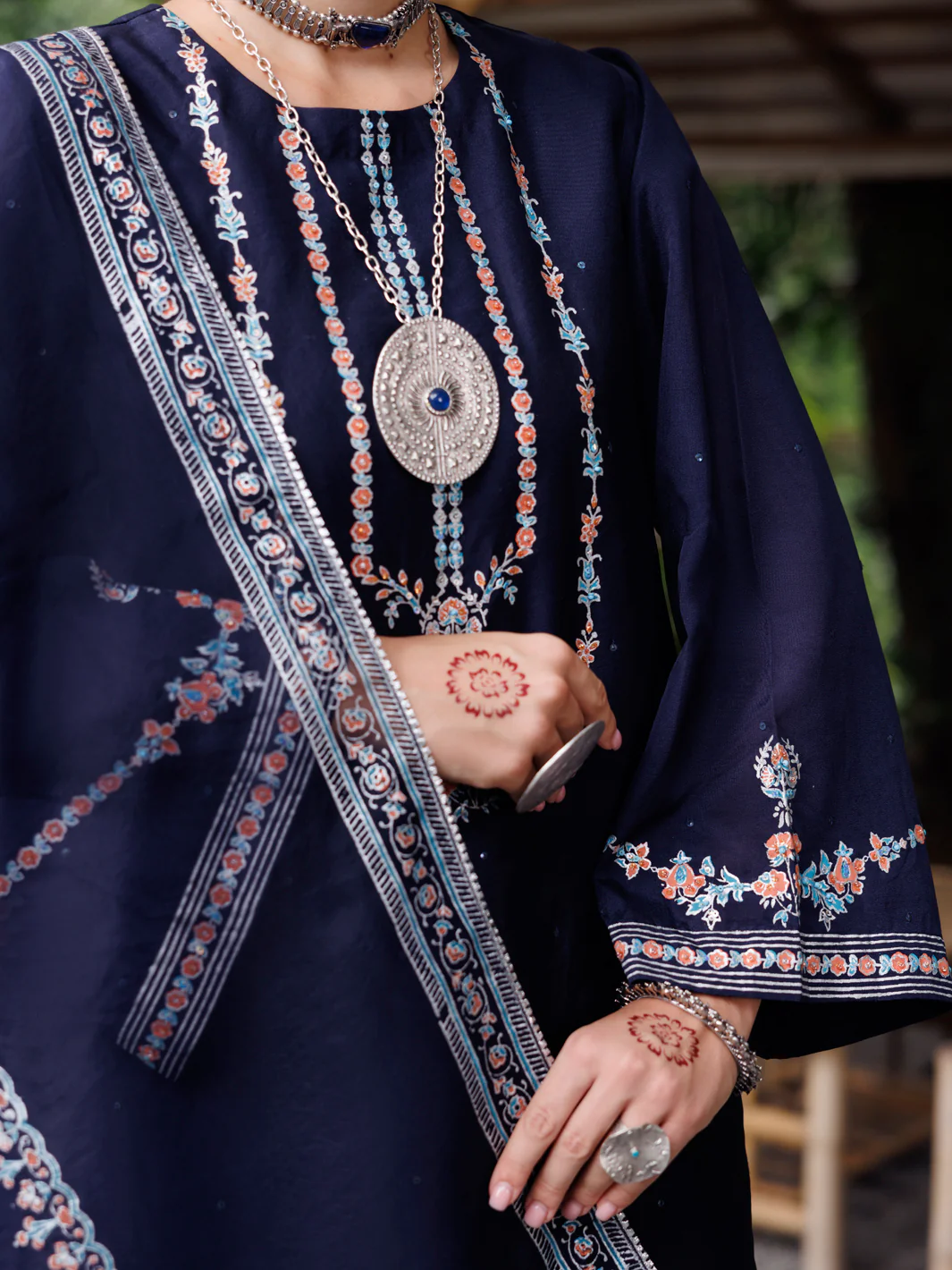 BLUE SHEESHA SILK 3PC STITCHED | ALP-3PS-2030/S AM-3001C - Image 3