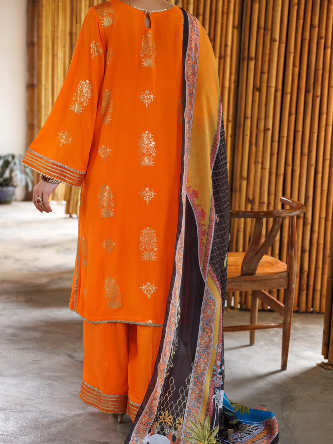 ORANGE VISCOSE 3PC UNSTITCHED | ALP-3PS-2041 FB-2041A - Image 2