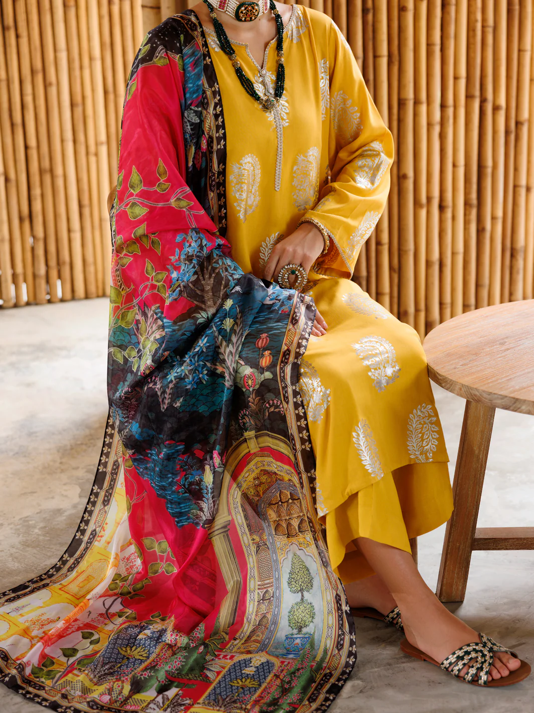 YELLOW VISCOSE 3PC UNSTITCHED | ALP-3PS-2042 FB-2042A - Image 3
