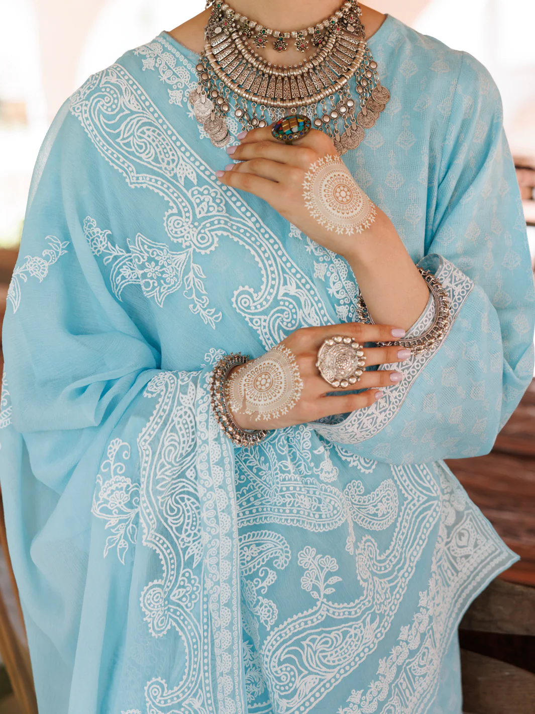ICE BLUE COTTON DOBBY 3PC UNSTITCHED | ALP-3PS-2045 FB-2045A - Image 4
