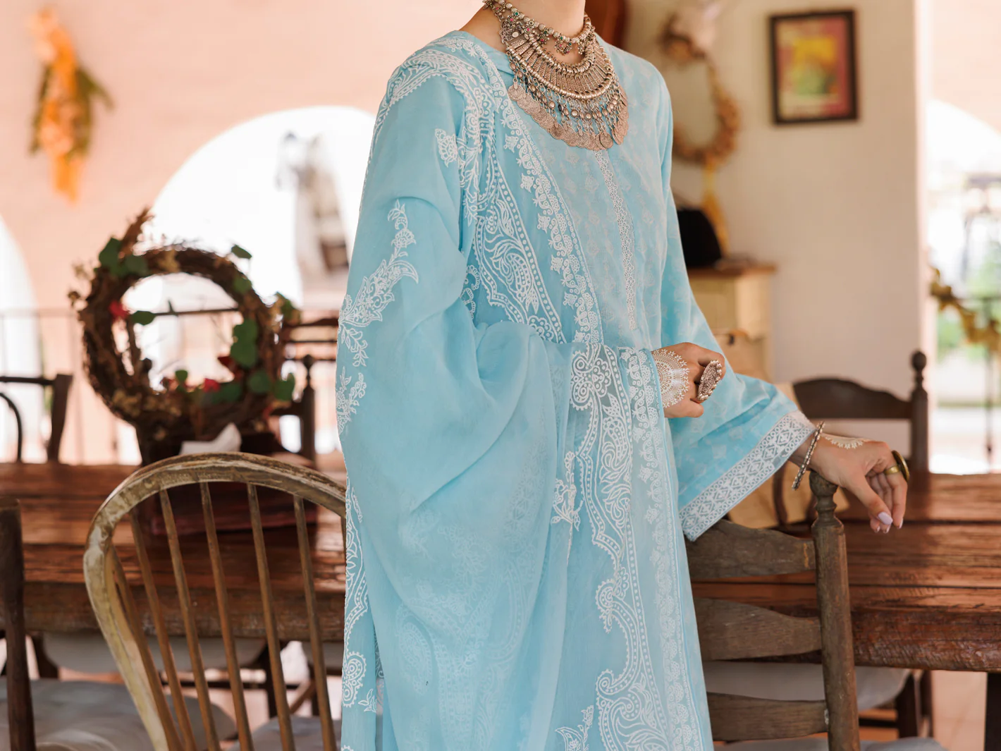 ICE BLUE COTTON DOBBY 3PC UNSTITCHED | ALP-3PS-2045 FB-2045A - Image 5