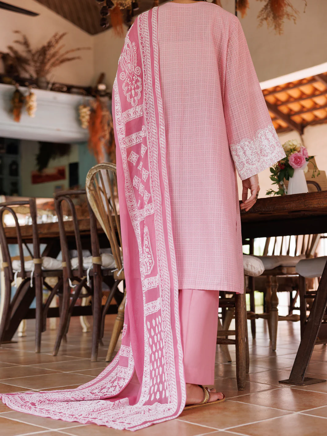 LIGHT PINK SQUARE DOBBY 3PC UNSTITCHED | ALP-3PS-2046 FB-2046A - Image 2