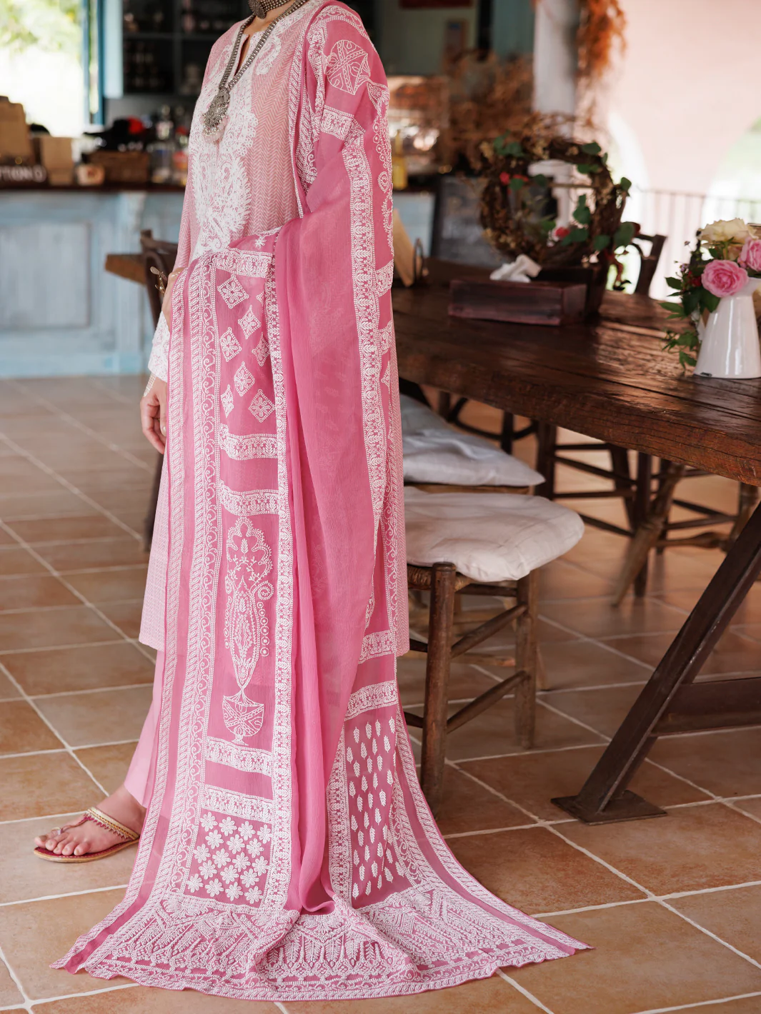 LIGHT PINK SQUARE DOBBY 3PC UNSTITCHED | ALP-3PS-2046 FB-2046A - Image 3