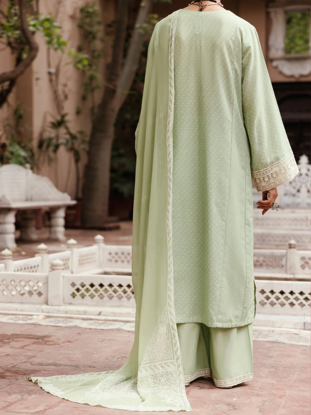 LIGHT GREEN COTTON DOBBY 3PC STITCHED | ALP-3PS-2049/S FB-2049A - Image 2