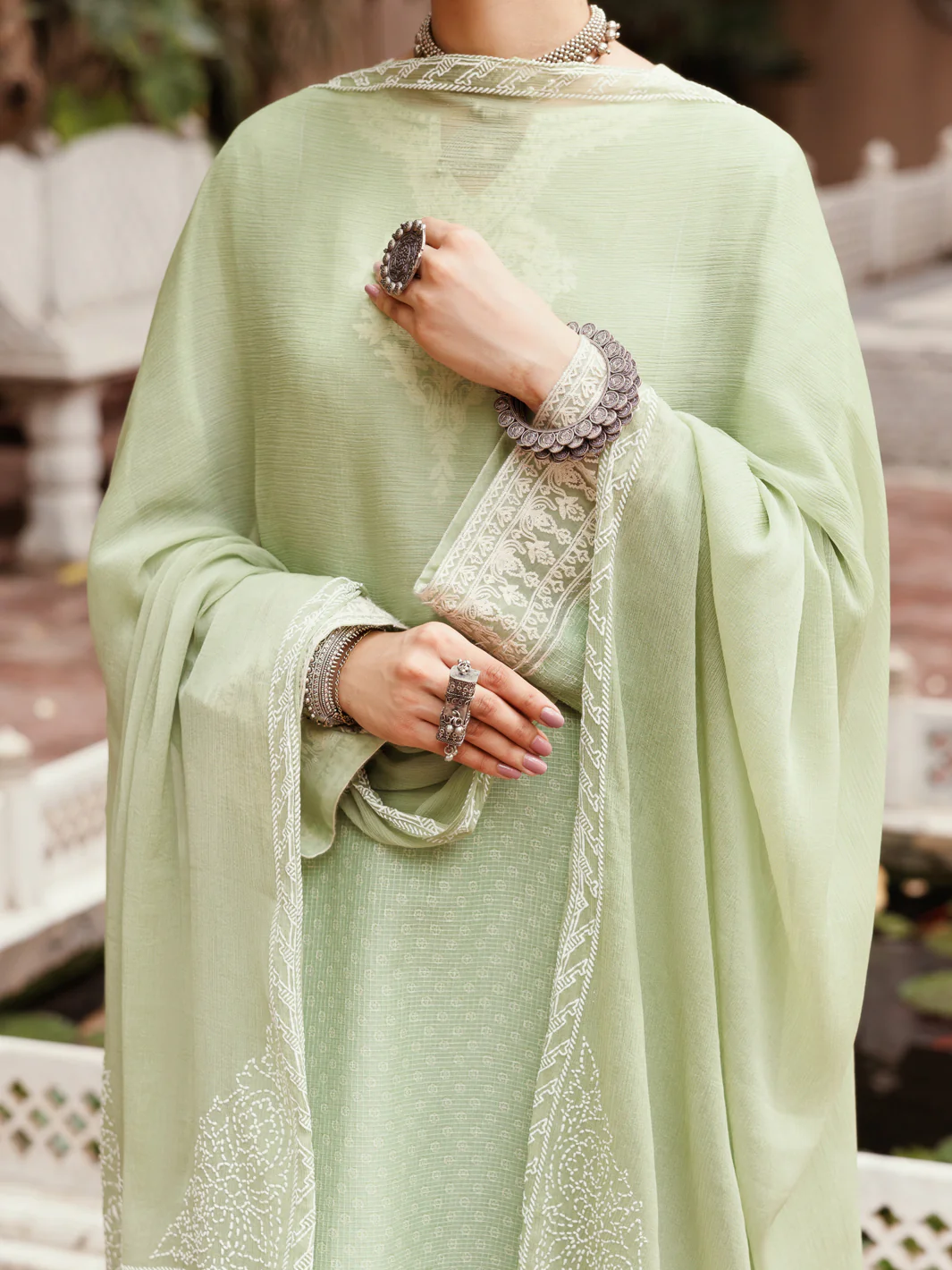 LIGHT GREEN COTTON DOBBY 3PC STITCHED | ALP-3PS-2049/S FB-2049A - Image 3