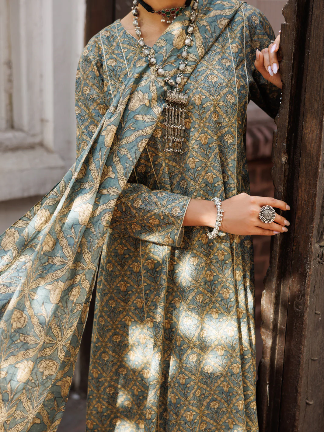 MEHNDI GREEN LAWN 3PC STITCHED | ALP-3PS-2130/S FB-2130A - Image 2