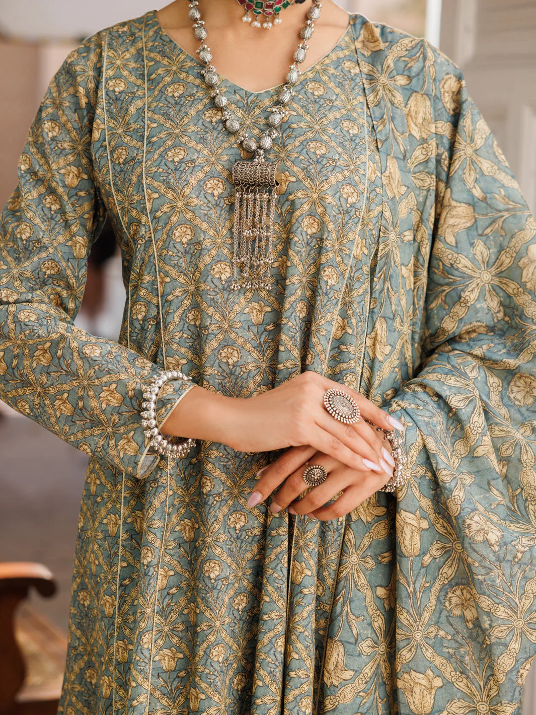 MEHNDI GREEN LAWN 3PC STITCHED | ALP-3PS-2130/S FB-2130A - Image 3
