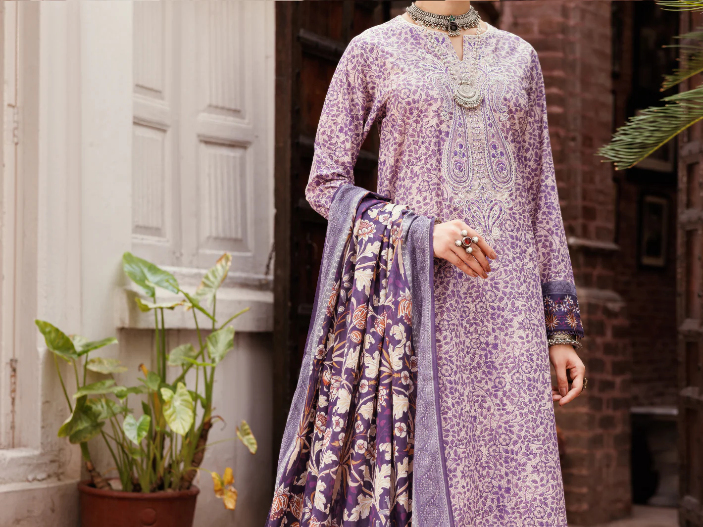 LIGHT PURPLE CAMBRIC 3PC STITCHED | ALP-3PS-2146/S FB-2146A - Image 4