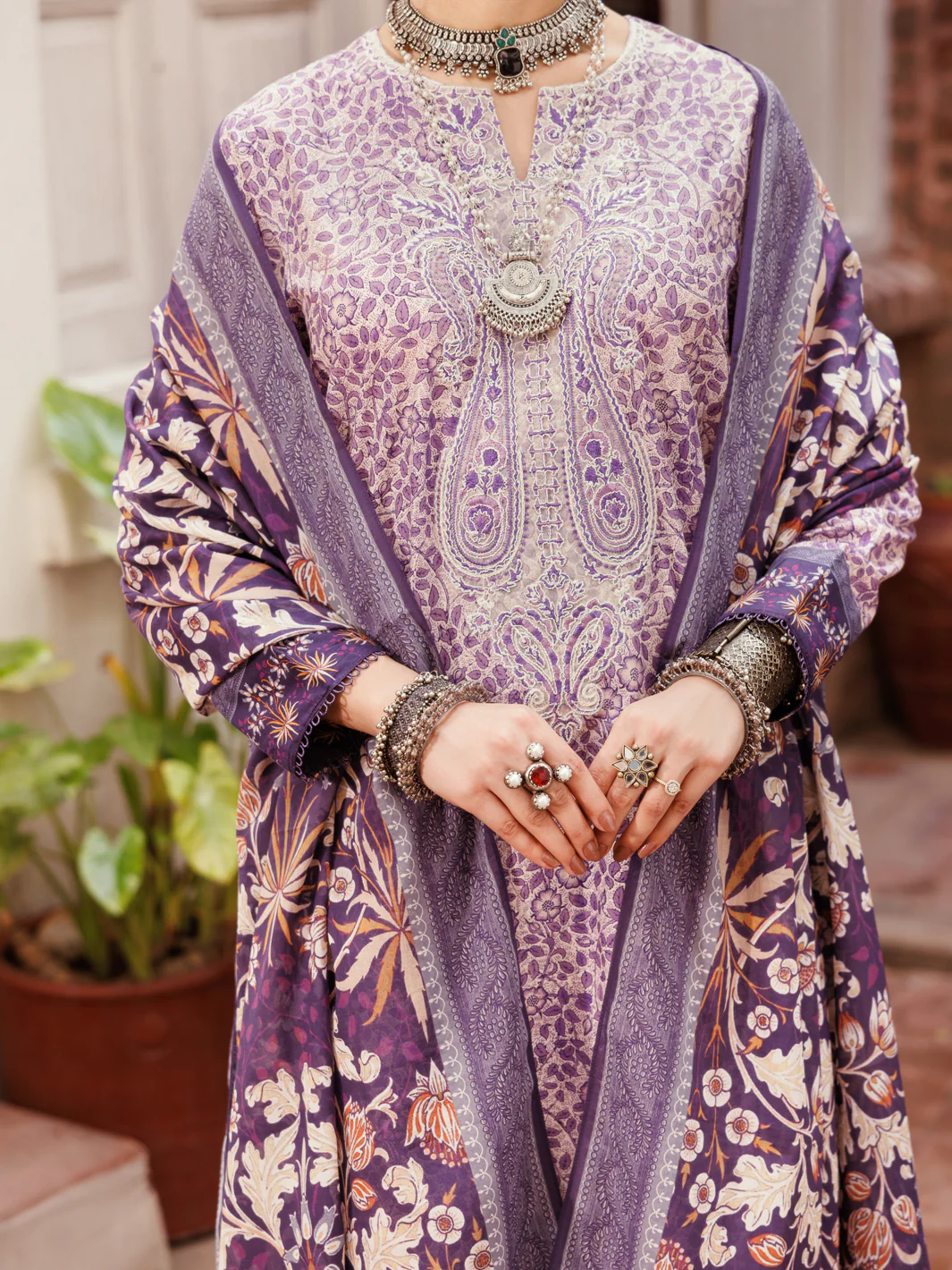 LIGHT PURPLE CAMBRIC 3PC STITCHED | ALP-3PS-2146/S FB-2146A - Image 5