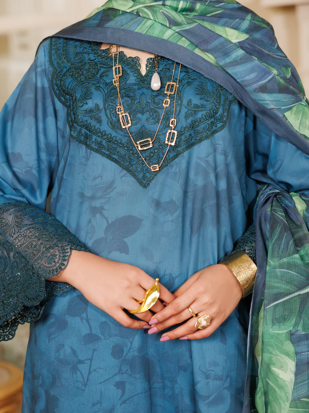 TEAL LAWN 3PC STITCHED | ALP-3PS-2150/S FB-2150A - Image 3