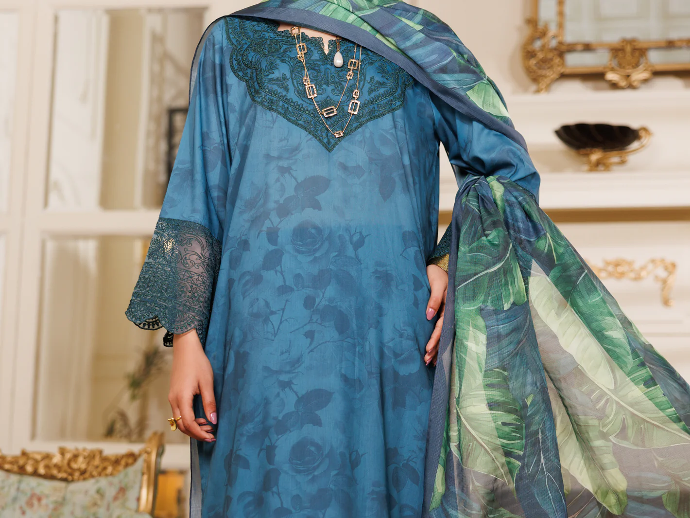 TEAL LAWN 3PC STITCHED | ALP-3PS-2150/S FB-2150A - Image 5