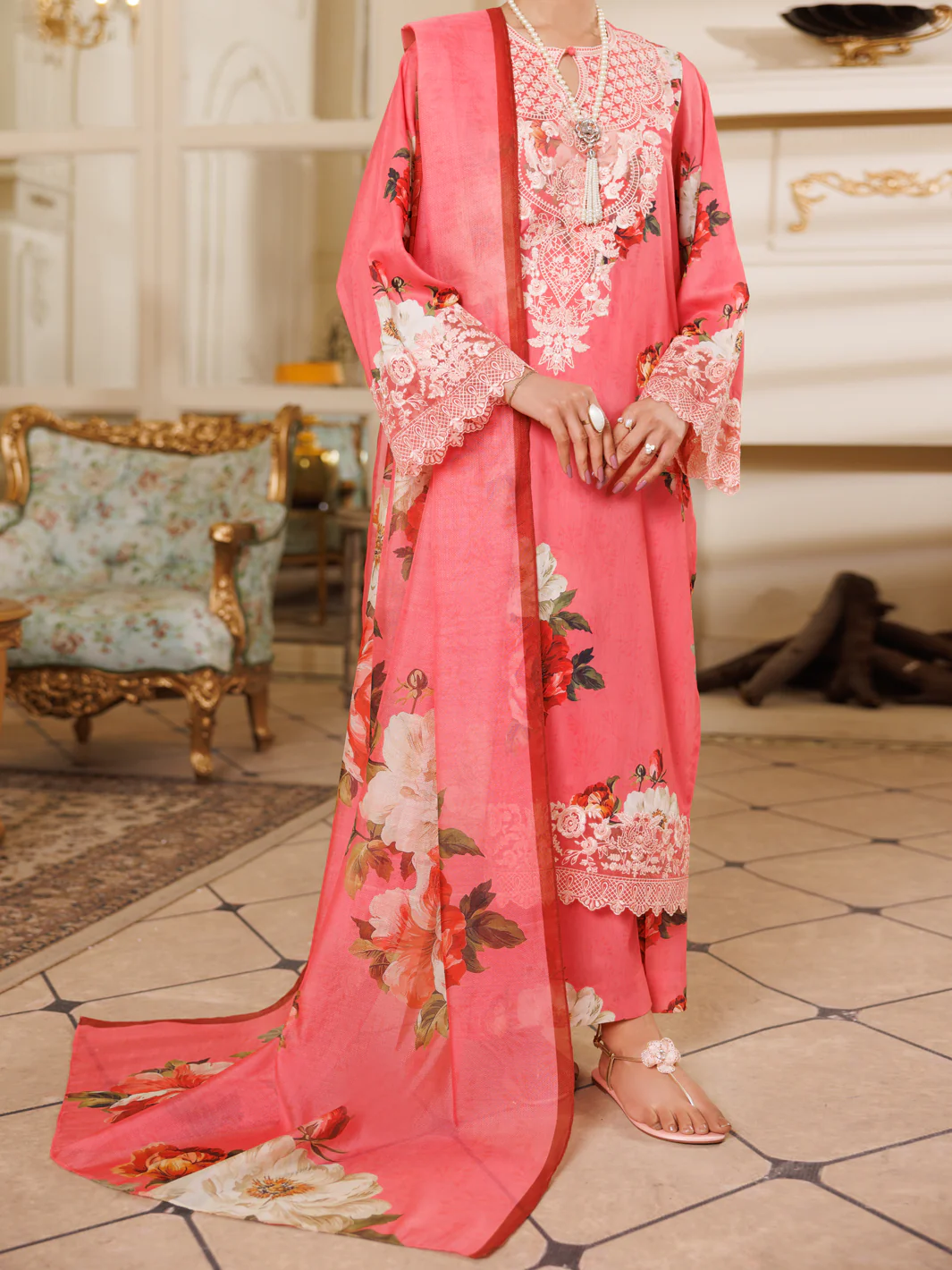PINK LAWN 3PC STITCHED | ALP-3PS-2151/S FB-2151A