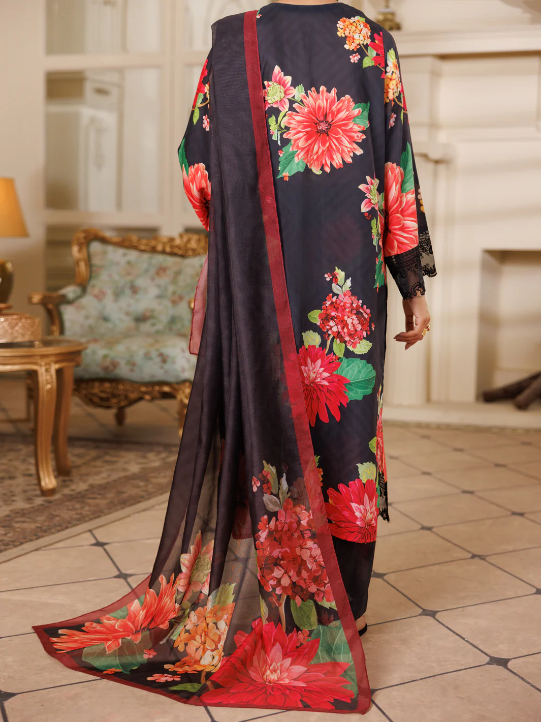 BLACK LAWN 3PC STITCHED | ALP-3PS-2152/S FB-2152A - Image 2