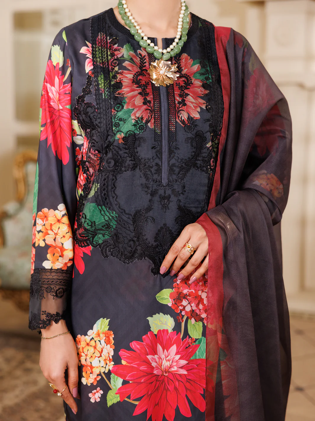 BLACK LAWN 3PC STITCHED | ALP-3PS-2152/S FB-2152A - Image 3