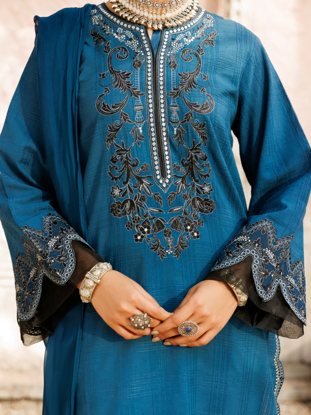 TEAL DOBBY 3PC STITCHED | ALP-3PS-2175/S FB-2175A - Image 3