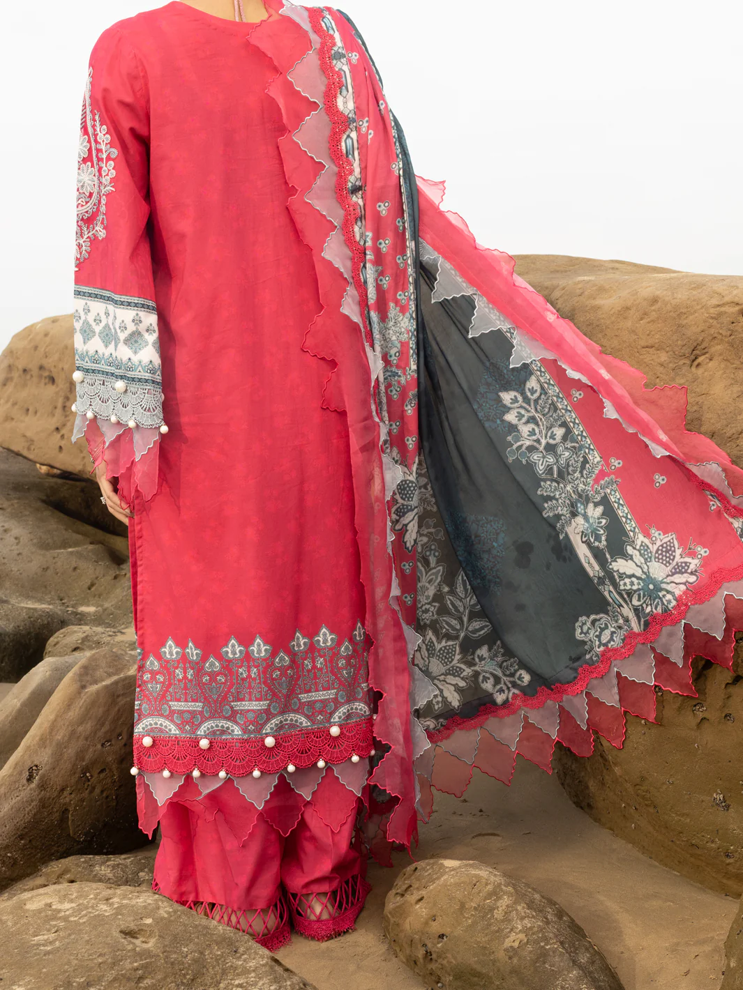 PINK LAWN 3PC UNSTITCHED | ALP-3PS-2213 FB-2213A - Image 2