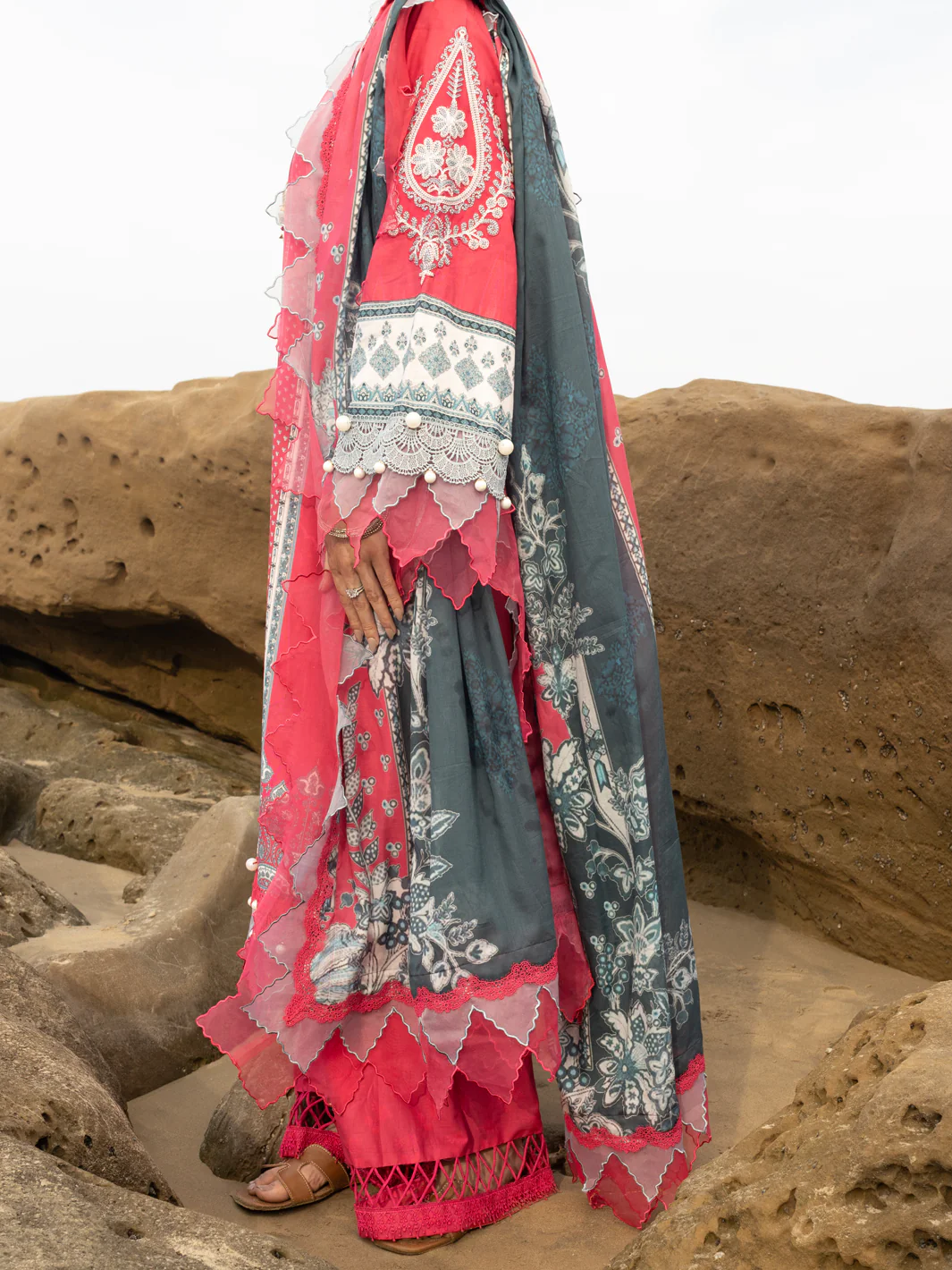 PINK LAWN 3PC UNSTITCHED | ALP-3PS-2213 FB-2213A - Image 4