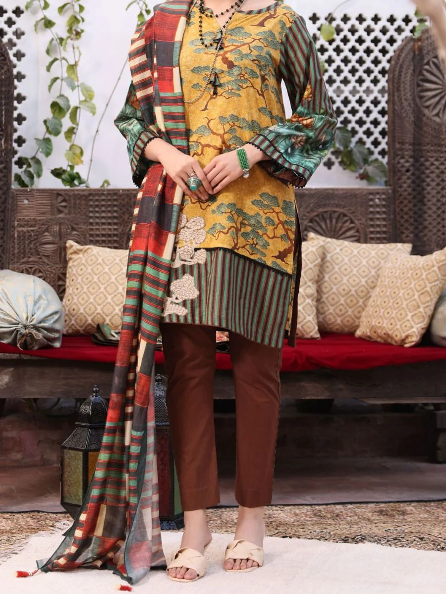 MUSTARD LAWN 3PC UNSTITCHED | ALP-3PS-US-1079 V-2 2021 - Image 3