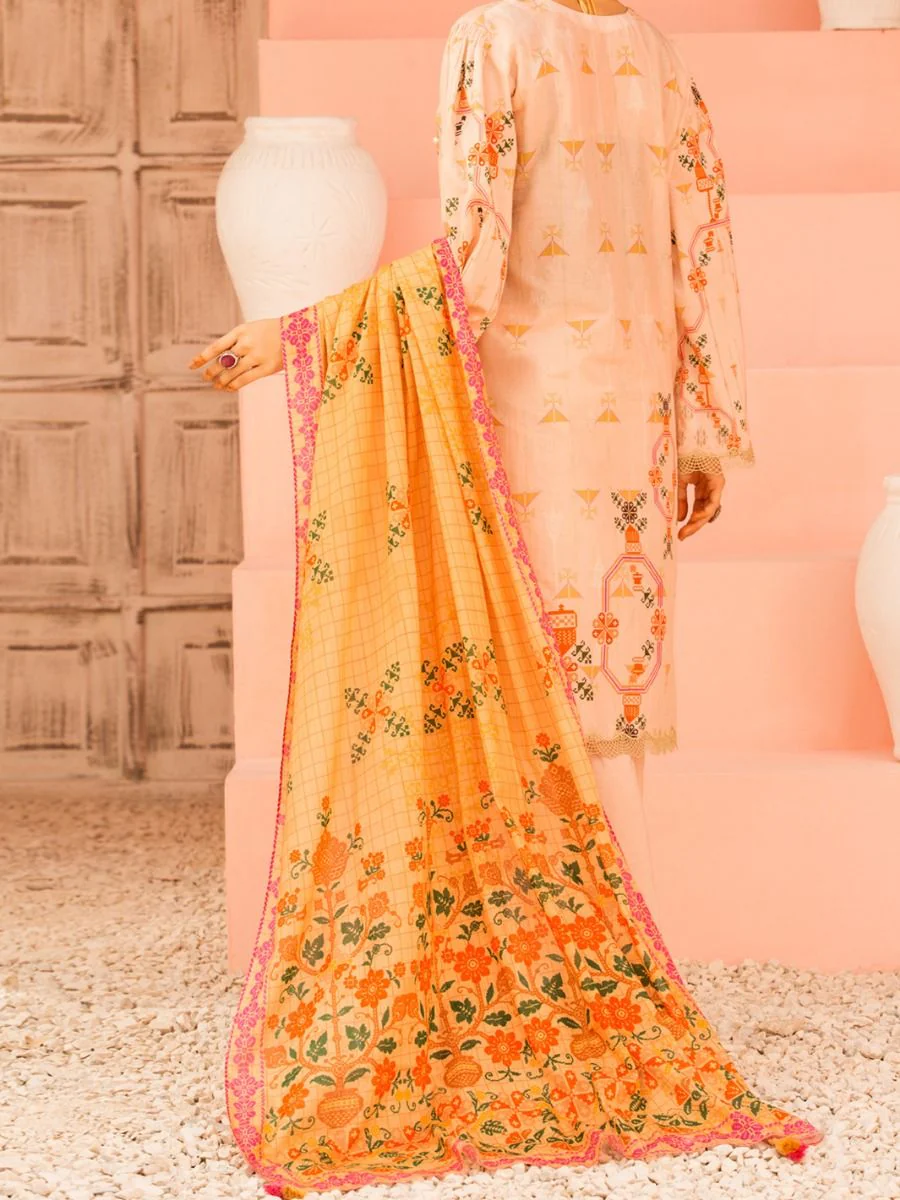 PEACH LAWN 3PC UNSTITCHED | ALP-3PS-US-1133 FB-1133A - Image 2