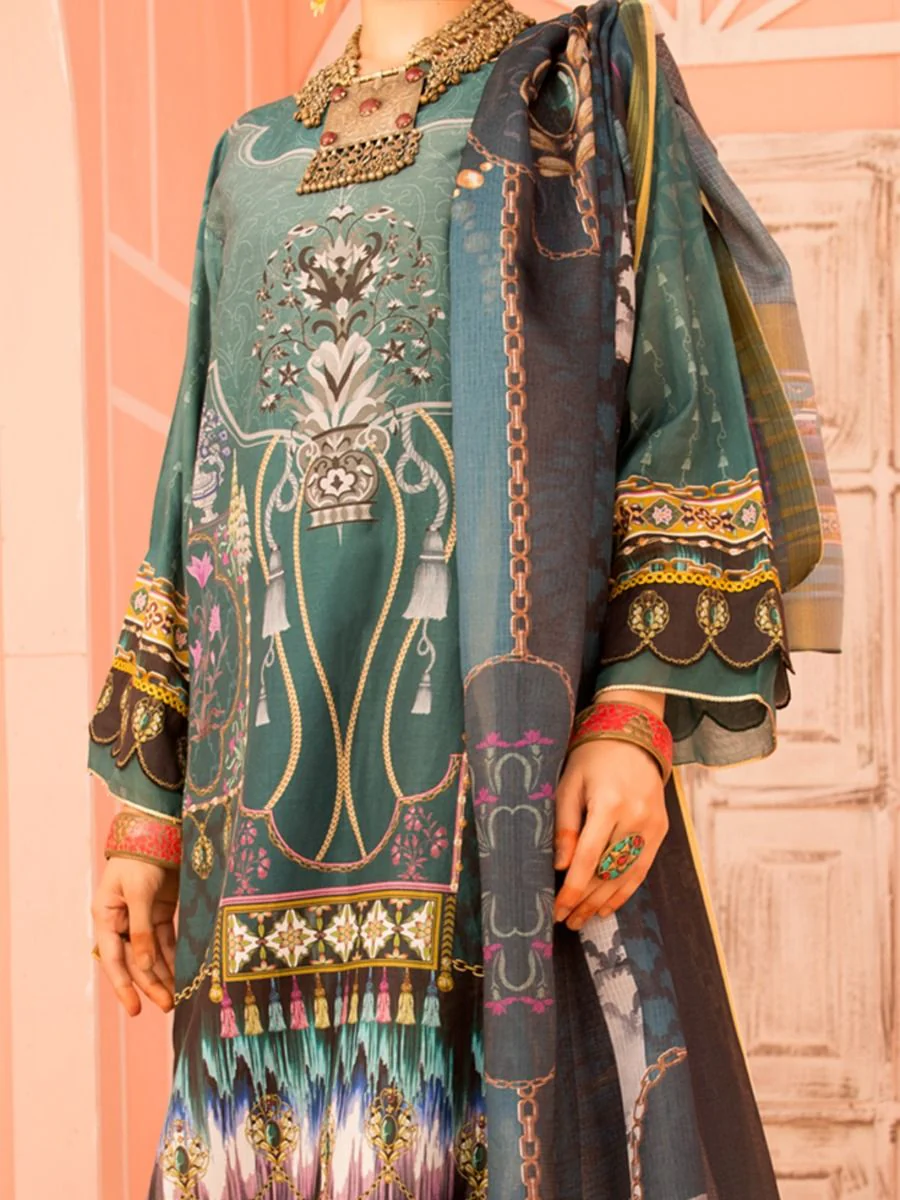 TEAL LAWN 3PC UNSTITCHED | ALP-3PS-US-1140 FB-1140A - Image 3