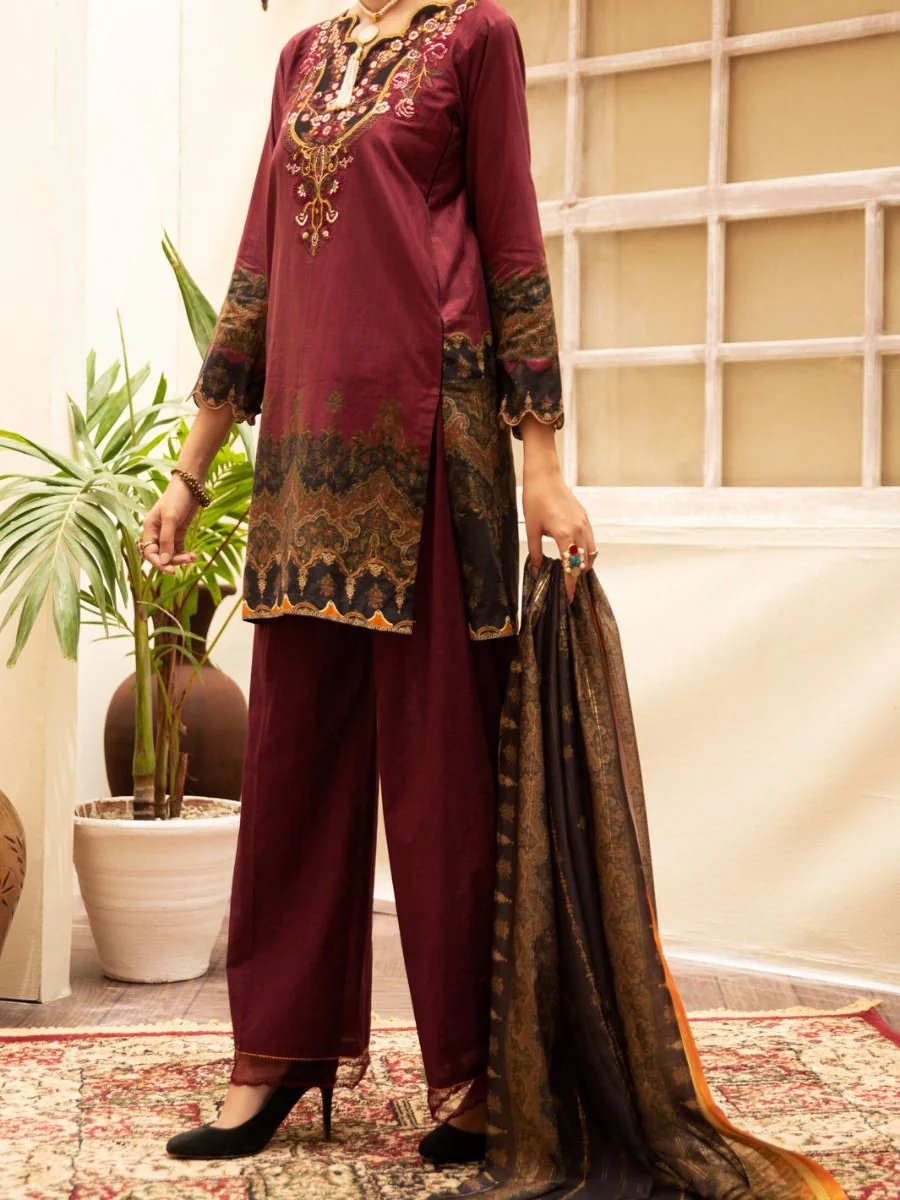 MEHNDI GREEN CAMBRIC 3PC UNSTITCHED | ALP-3PS-US-1178 FB-1178A - Image 3