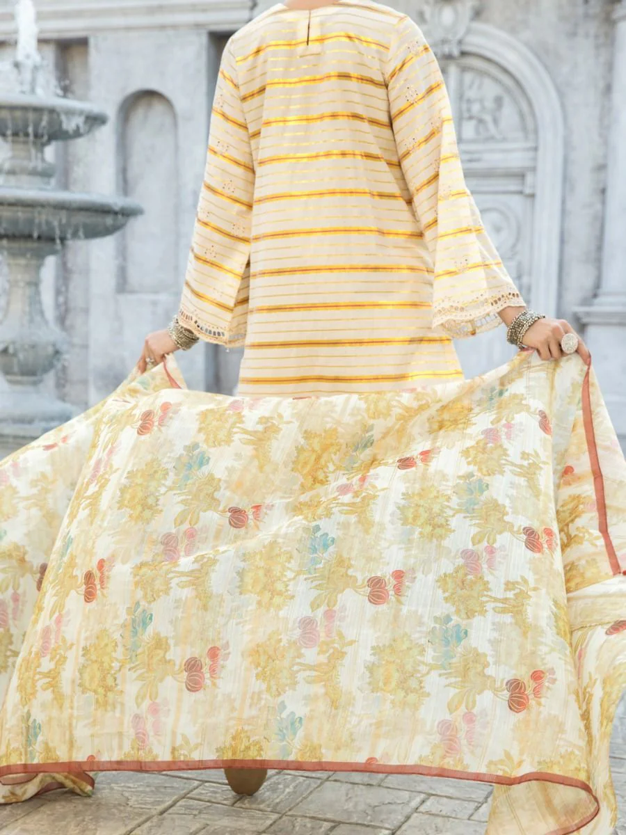 OFF WHITE YARN DYED 3PC STITCHED | ALP-3PS-US-1189/S FB-1175B - Image 2