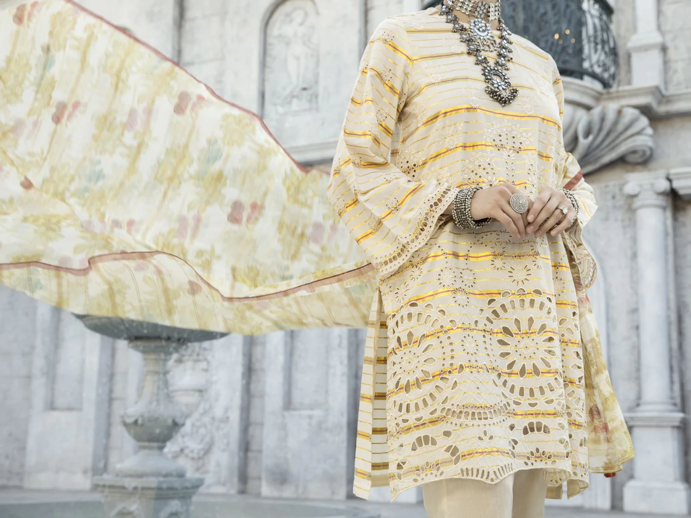OFF WHITE YARN DYED 3PC STITCHED | ALP-3PS-US-1189/S FB-1175B - Image 5