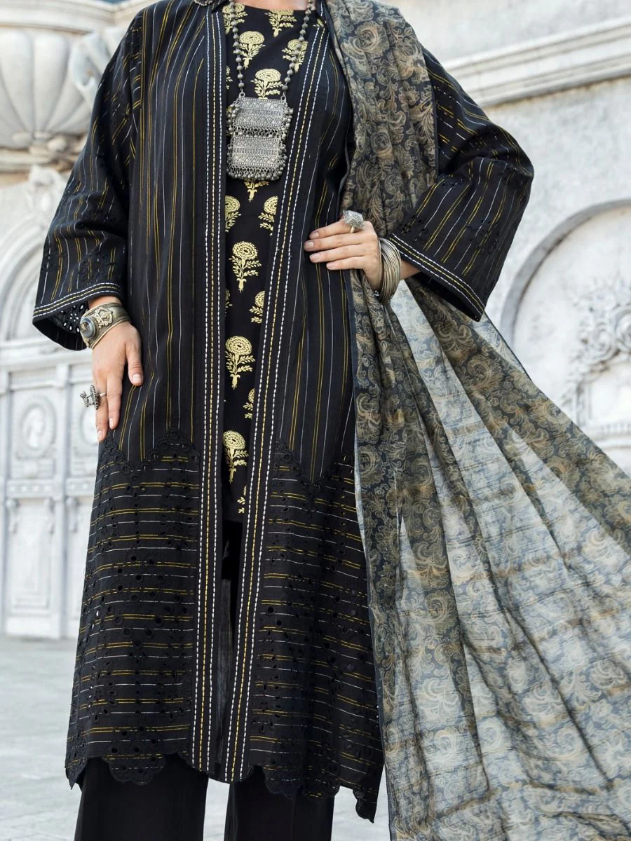 BLACK YARN DYED 3PC STITCHED | ALP-3PS-US-1192/S FB-1178B - Image 3