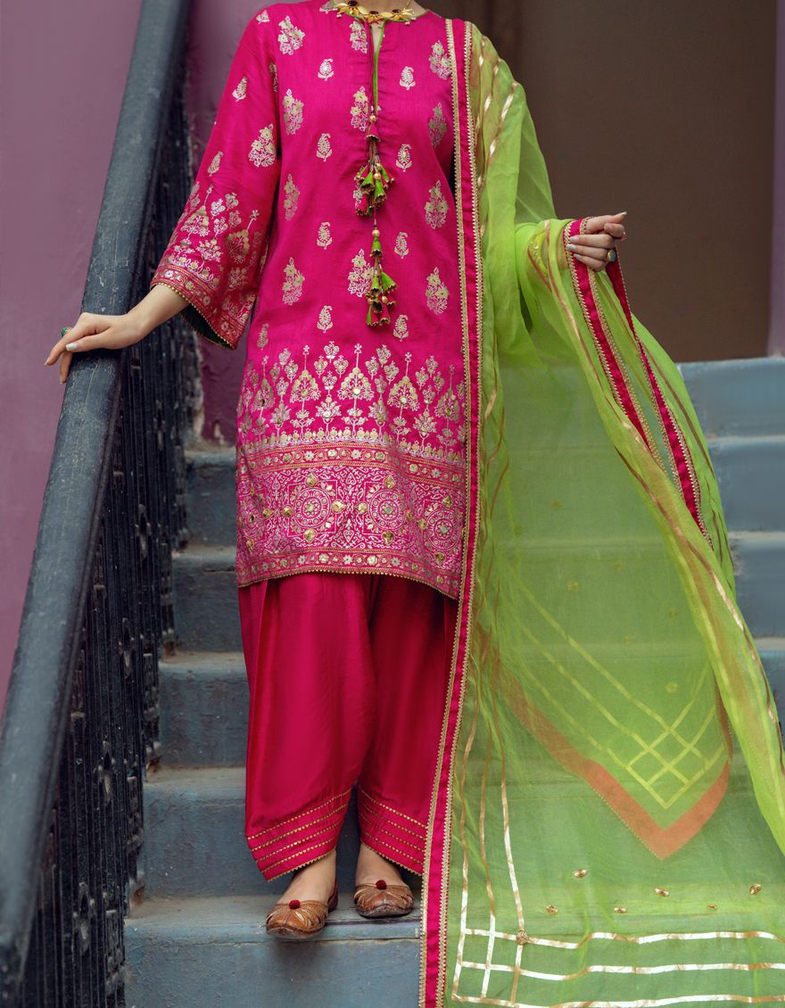 FUSHIA SILK 3PC UNSTITCHED | ALP-3PS-US-1194 AM-2395B - Image 4