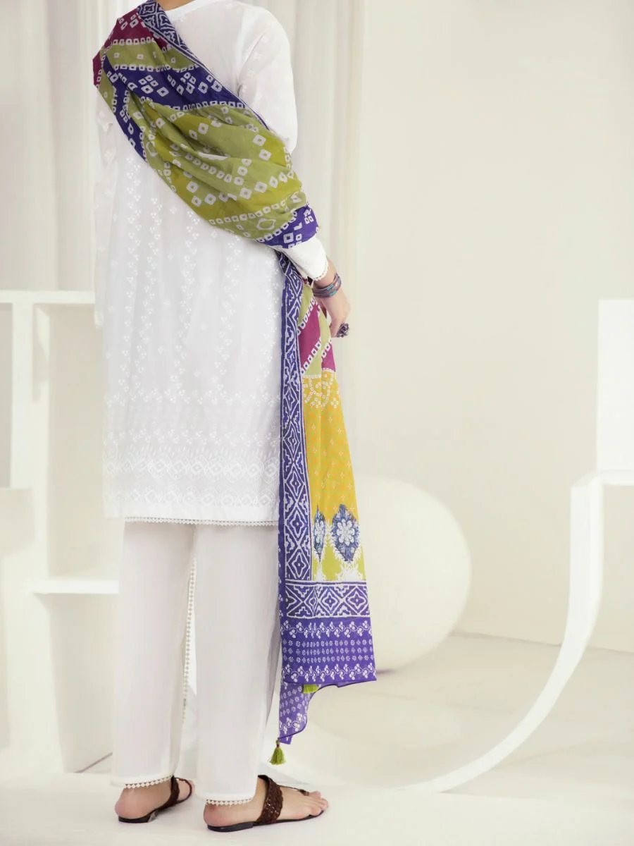 WHITE 3PC UNSTITCHED | ALP-3PS-US-1235 FB-1235A - Image 2