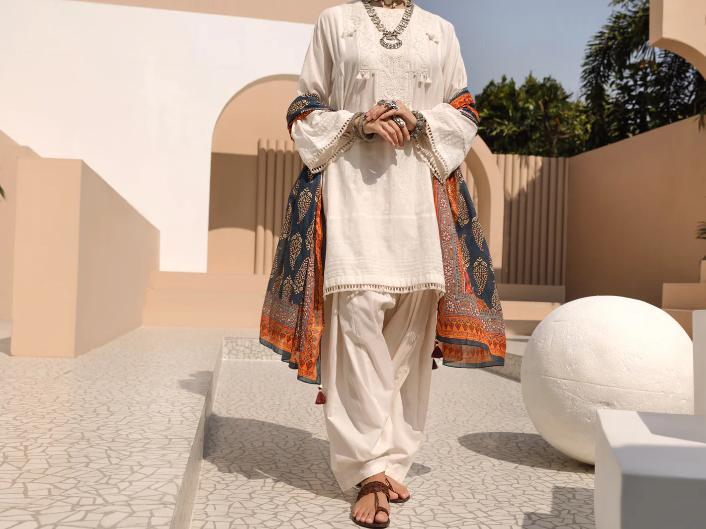 WHITE 3PC UNSTITCHED | ALP-3PS-US-1241 FB-1241A - Image 4