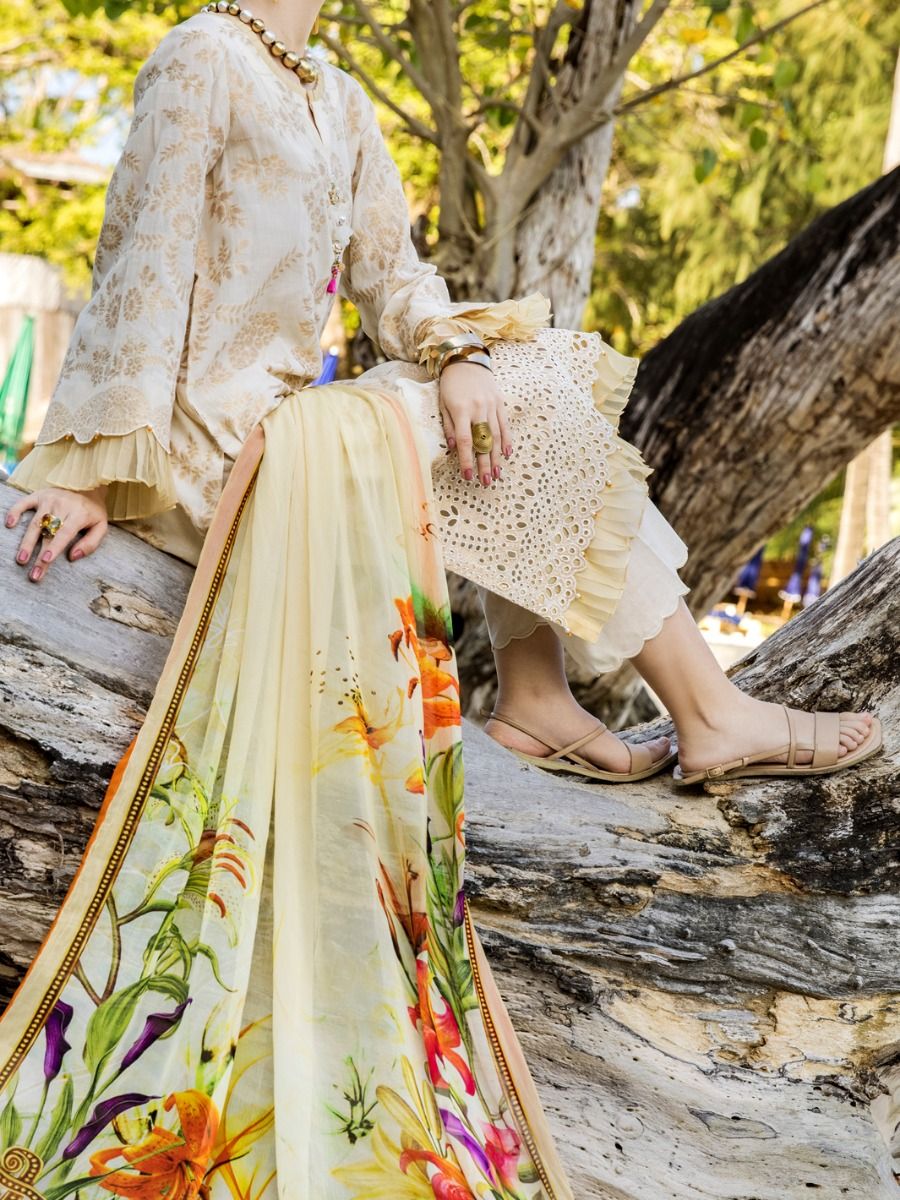 OFF WHITE JACQUARD 3PC UNSTITCHED | ALP-3PS-US-1249 FB-1249A - Image 4
