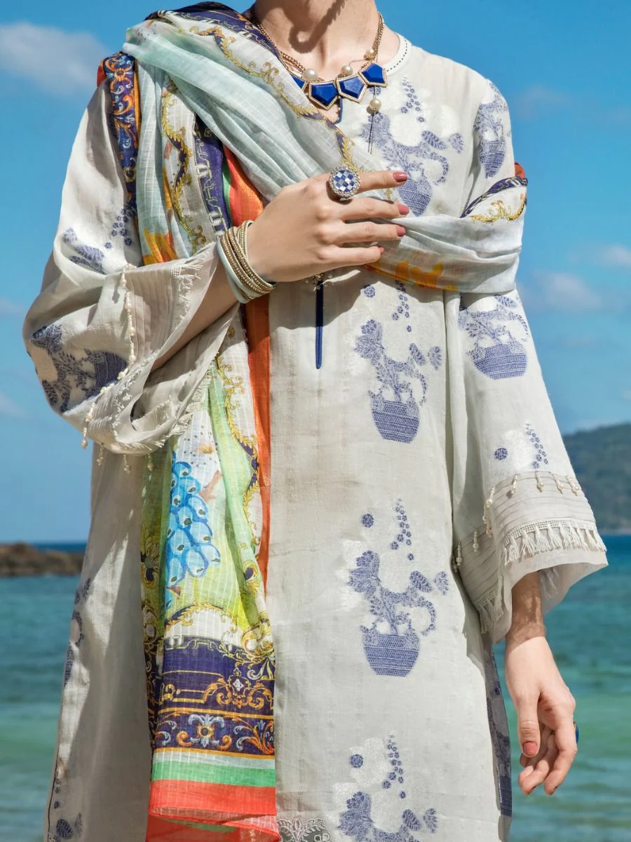 ICE BLUE JACQUARD 3PC STITCHED | ALP-3PS-US-1253/S FB-1253A - Image 2