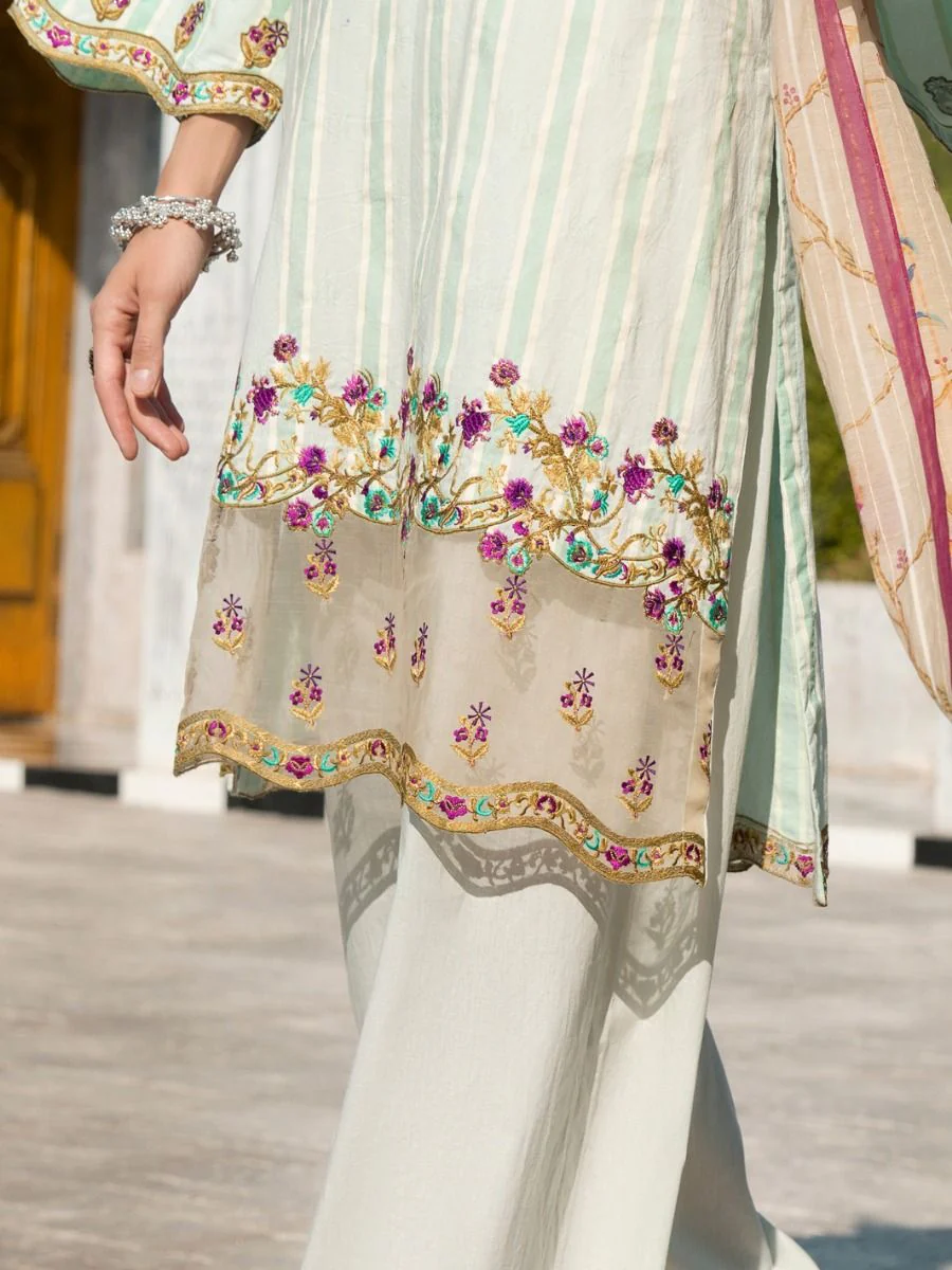 MINT GREEN 3PC UNSTITCHED | ALP-3PS-US-1255 FB-1255A - Image 4
