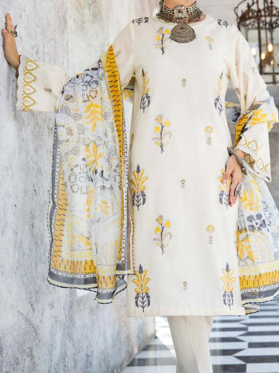 OFF WHITE JACQUARD 3PC STITCHED | ALP-3PS-US-1259/S FB-1259A - Image 4