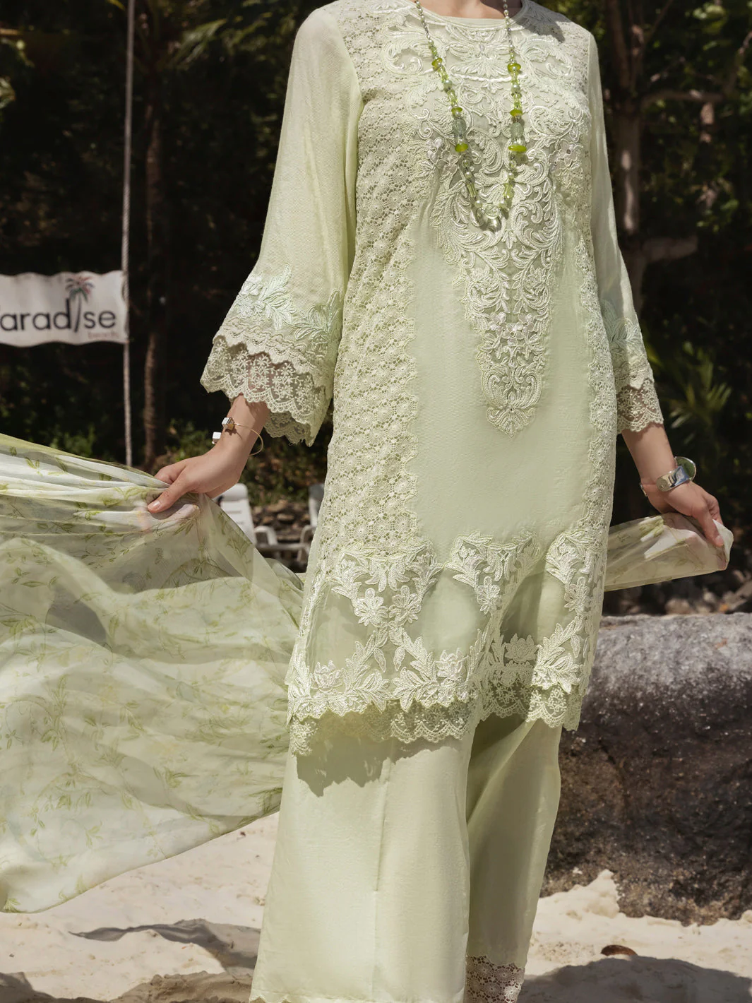 PISTA GREEN KHADDI 3PC STITCHED | ALP-3PS-US-1271/S AM-2549A - Image 2