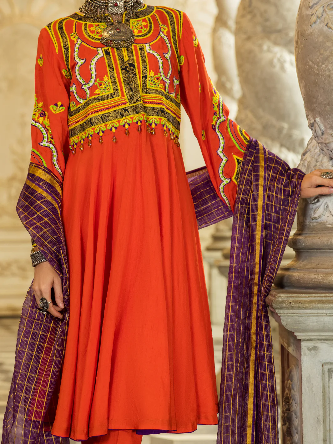 ORANGE RAW SILK 3PC STITCHED | ALP-3PS-US-1275/S AM-2410H - Image 3