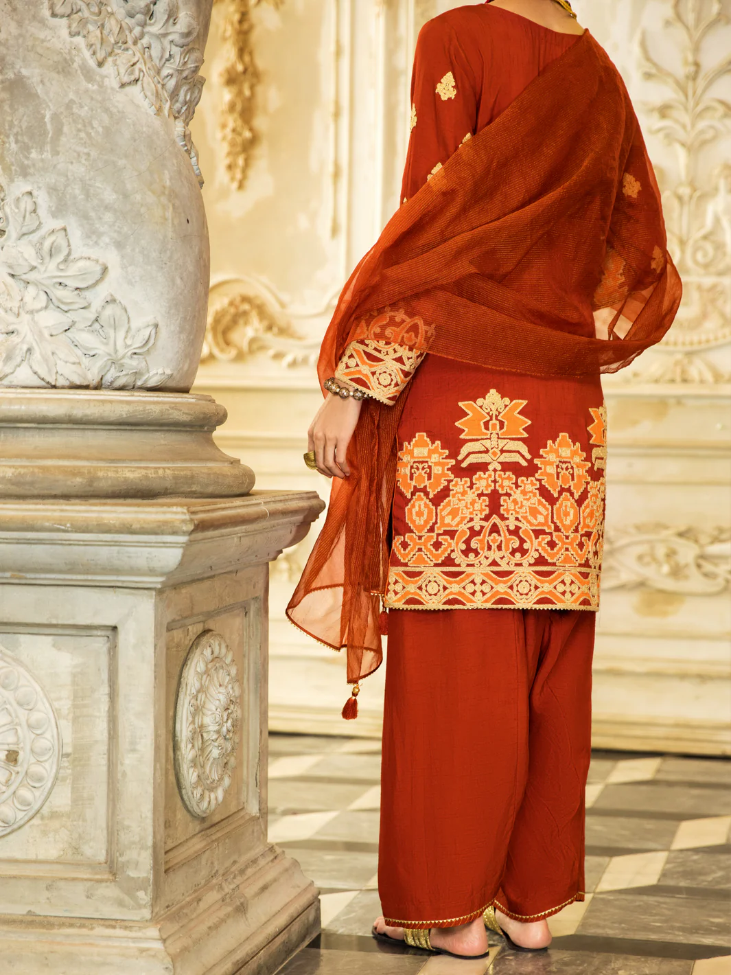 RUST RAW SILK 3PC STITCHED | ALP-3PS-US-1278/S AM-2410A - Image 2