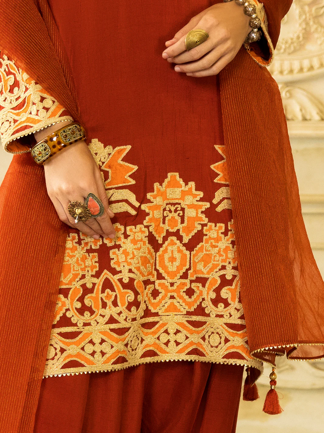 RUST RAW SILK 3PC STITCHED | ALP-3PS-US-1278/S AM-2410A - Image 3