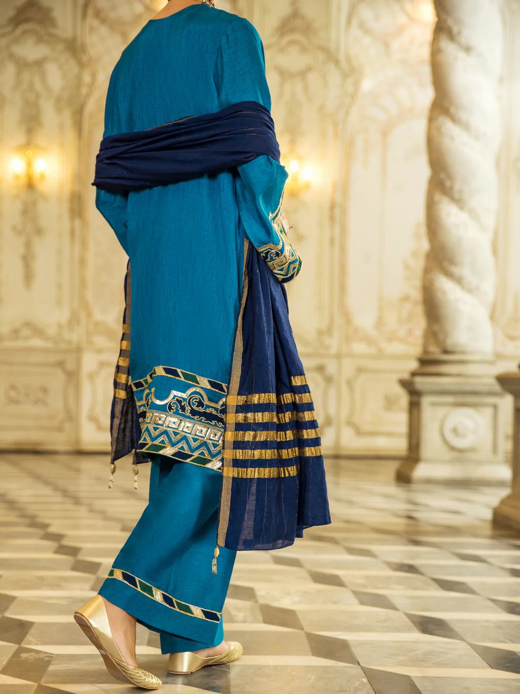 BLUE RAW SILK 3PC STITCHED | ALP-3PS-US-1279/S FB-1279A - Image 2