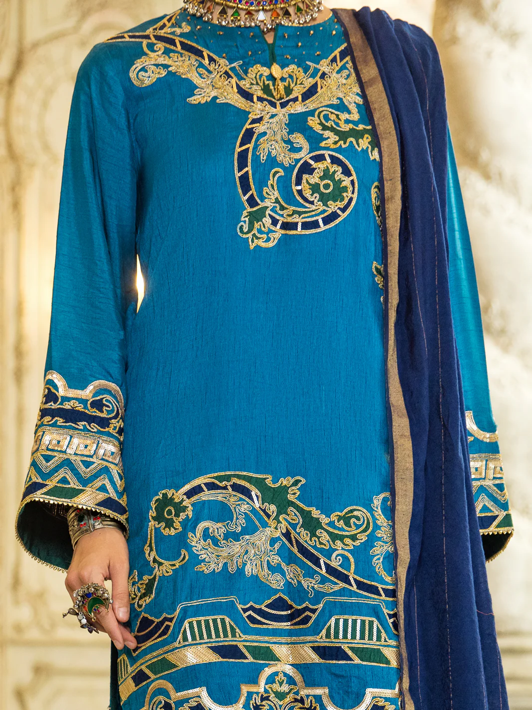 BLUE RAW SILK 3PC STITCHED | ALP-3PS-US-1279/S FB-1279A - Image 4