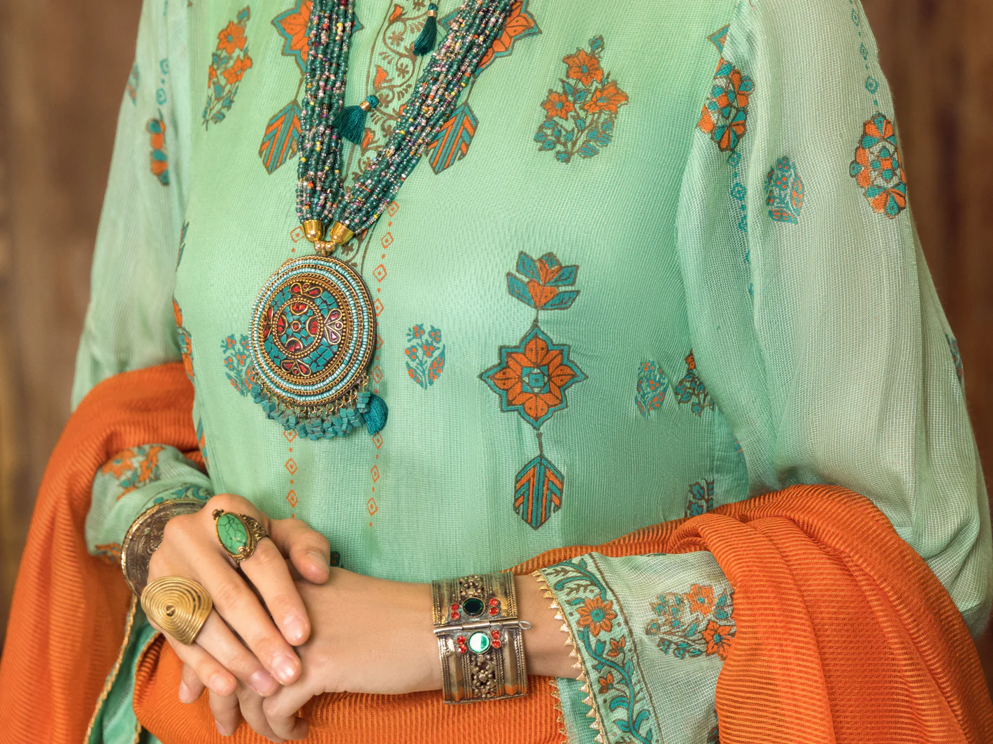 SEA GREEN KHADDI 3PC STITCHED | ALP-3PS-US-1283/S FB-957A - Image 3
