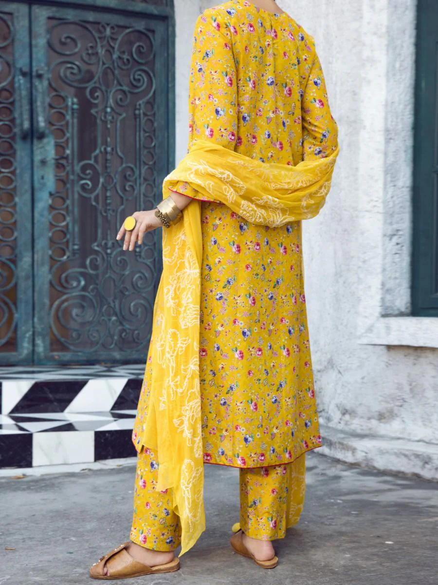 YELLOW 3PC UNSTITCHED | ALP-3PS-US-1293 FB-1293A - Image 3