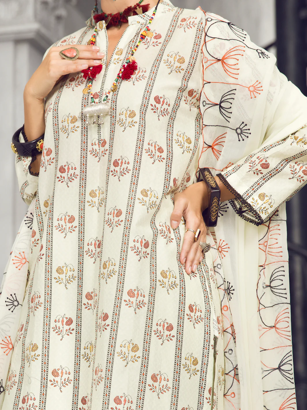 CREAM LAWN 3PC STITCHED | ALP-3PS-US-1296/S FB-1296A - Image 3